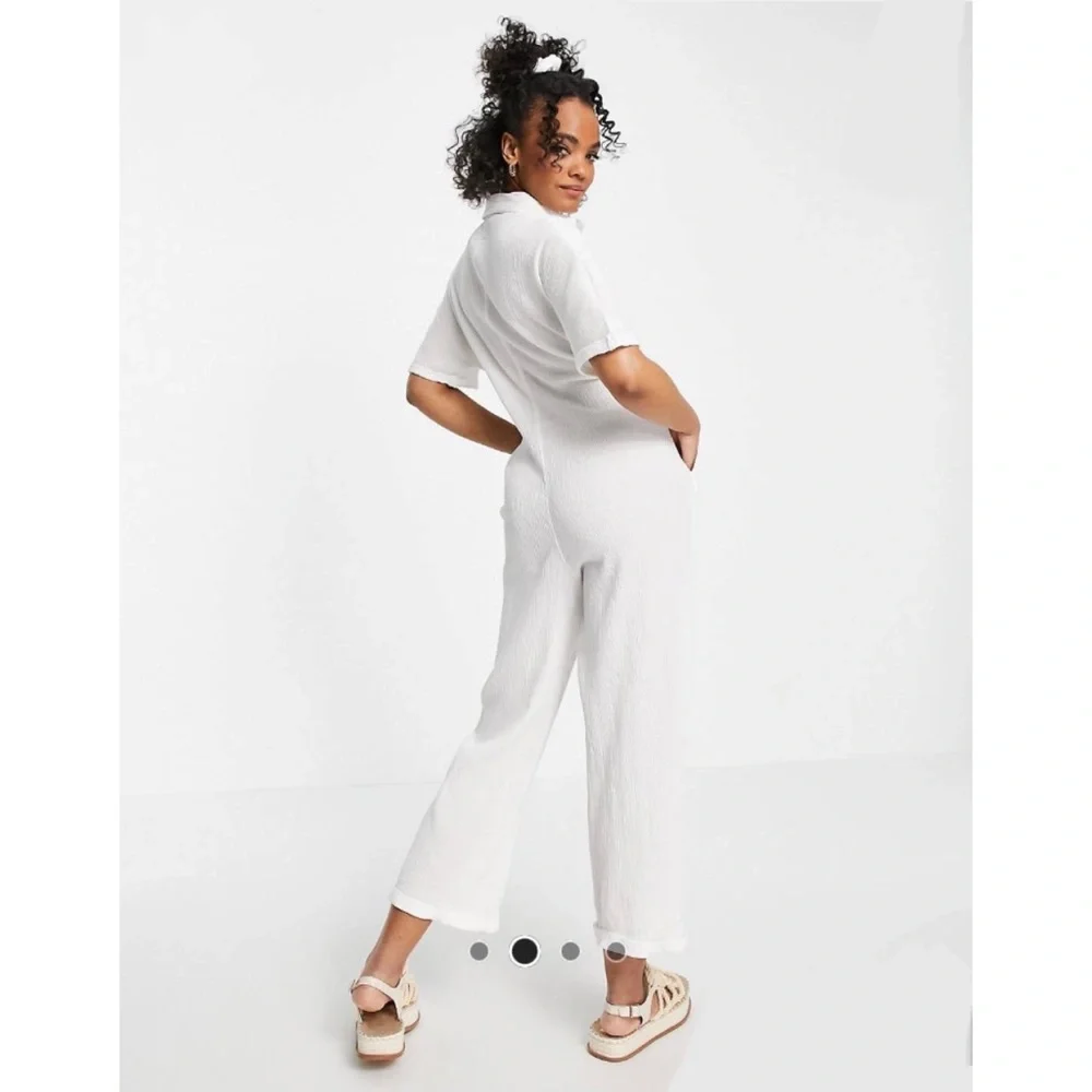 NWT  🥖 ASOS white linen jumpsuit breezy gauze linen-like - Picture 2 of 2